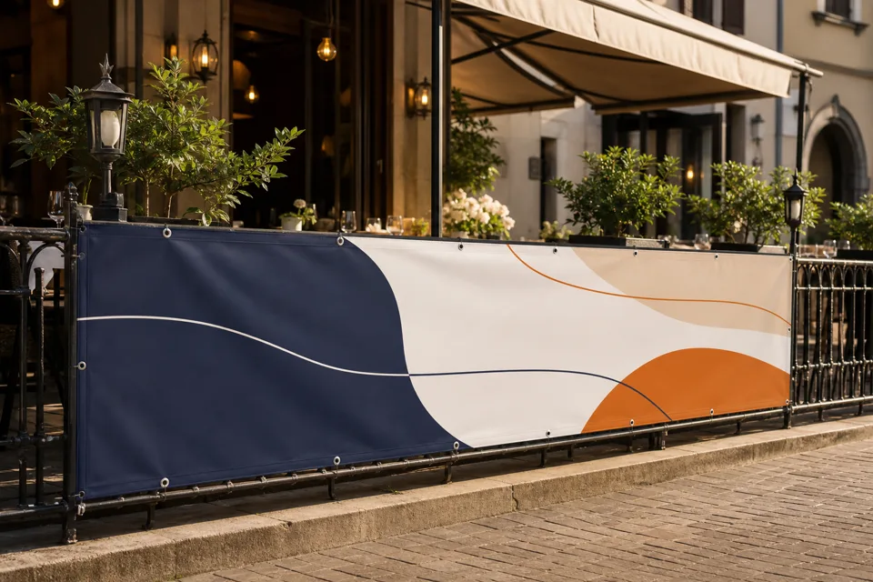 Gastronomie & Terrasse mit individuell bedrucktem Werbebanner